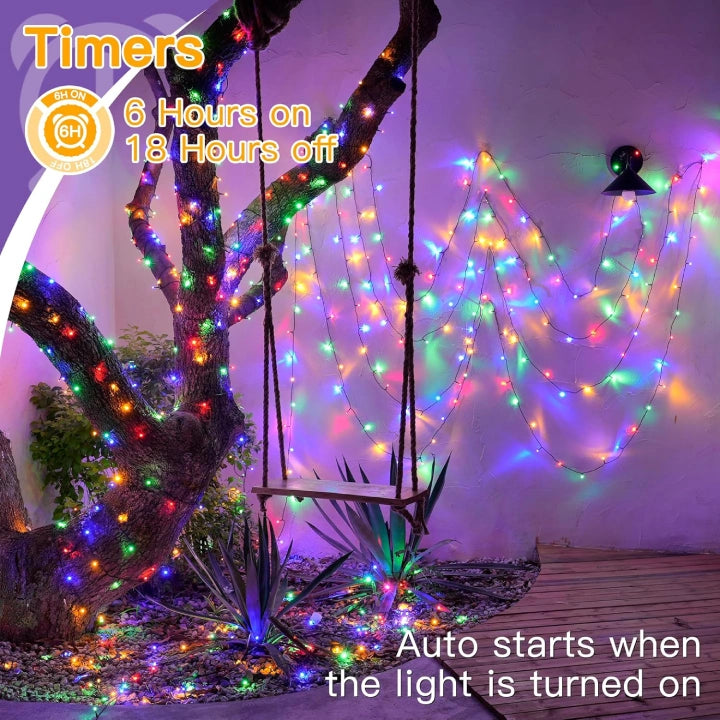 Ollny Multicolor Fairy Lights 10m 100 LED(Green Cable, IP44 Waterproof, Battery Powered, 8 Modes)