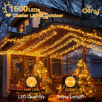 Ollny 1500 LED 22.5m Warm White Christmas Cluster Lights (Green Cable, Plug in, 8 Modes)