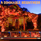 Ollny Orange Halloween String Lights (Clear Cable, Plug in, 8 Modes)