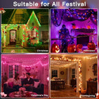 Ollny Smart RGB+W Christmas Fairy Lights 200 LEDs 20m (App Control, 16M Colors, Music Sync)