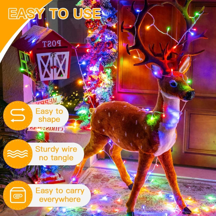 Ollny Multicolor Fairy Lights (Clear Cable, IP44 Waterproof, Battery Powered, 8 Modes)