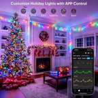 Ollny Smart RGB+W Christmas Fairy Lights 200 LEDs 20m (App Control, 16M Colors, Music Sync)