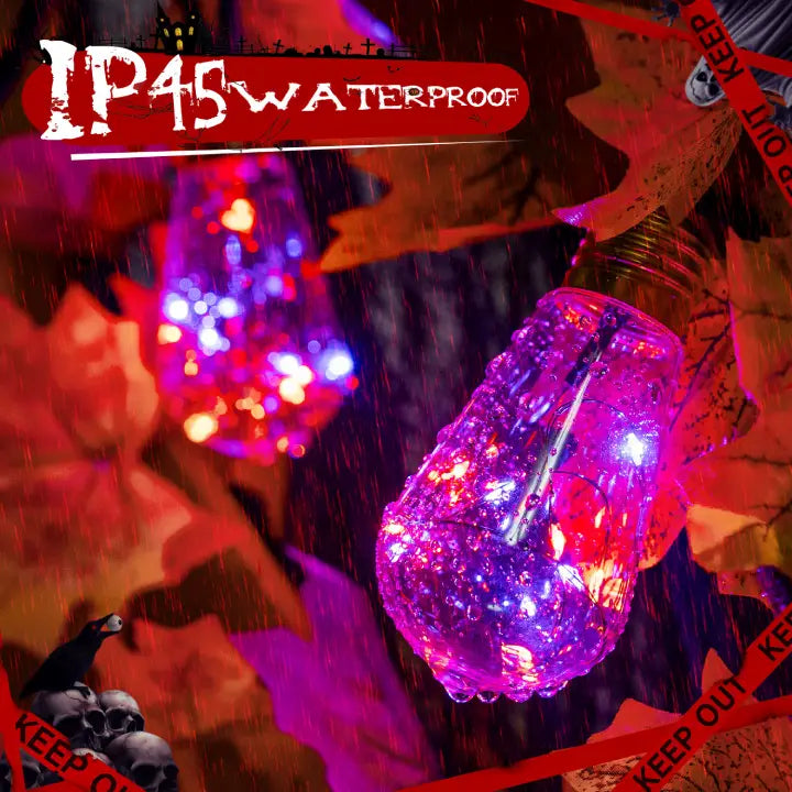 Ollny S17 Halloween Outdoor Festoon Lights Purple and Orange (IP45 Waterproof, 8 Modes, Plug In)