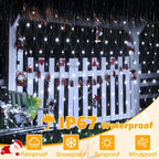 Ollny 200 LEDs 3m*2m IP67 Fairy Net Lights (Cool White, Clear Wire, Plug in, 8 Modes)