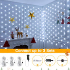 Ollny 200 LEDs 3m*2m IP67 Fairy Net Lights (Cool White, Clear Wire, Plug in, 8 Modes)