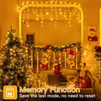 Ollny 400 LEDs 10m Christmas Outdoor Icicle  Lights (Warm White, Clear Cable, Connectable, 8 Modes)