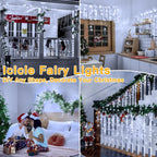 Ollny 400 LEDs 10m Outdoor Christmas Icicle  Lights (Cool White, Clear Cable, Connectable, 8 Modes)