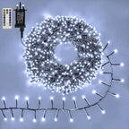 Ollny 1000 LED 15m Cool White Christmas Cluster Lights (Green Cable, Plug in, 8 Modes)