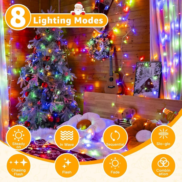 Ollny 400 LED 40m Multicolor Christmas String Lights (Clear Cable, Plug in, 8 Modes)