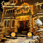 Ollny 400 LED 40m Warm White Christmas String Lights (Green Cable, Plug in, 8 Modes)