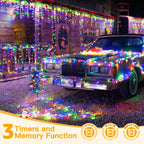 Ollny 600 LED 60m Multicolor Christmas Lights (Clear Cable, Plug in, 8 Modes)