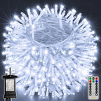 Ollny 600 LED 60m Cool White Christmas Lights (Clear Cable, Plug in, 8 Modes)