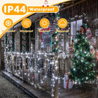 Ollny 600 LED 60m Cool White Christmas Lights (Clear Cable, Plug in, 8 Modes)