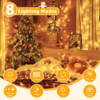 Ollny 400 LED 40m Warm White Christmas String Lights (Clear Cable, Plug in, 8 Modes)