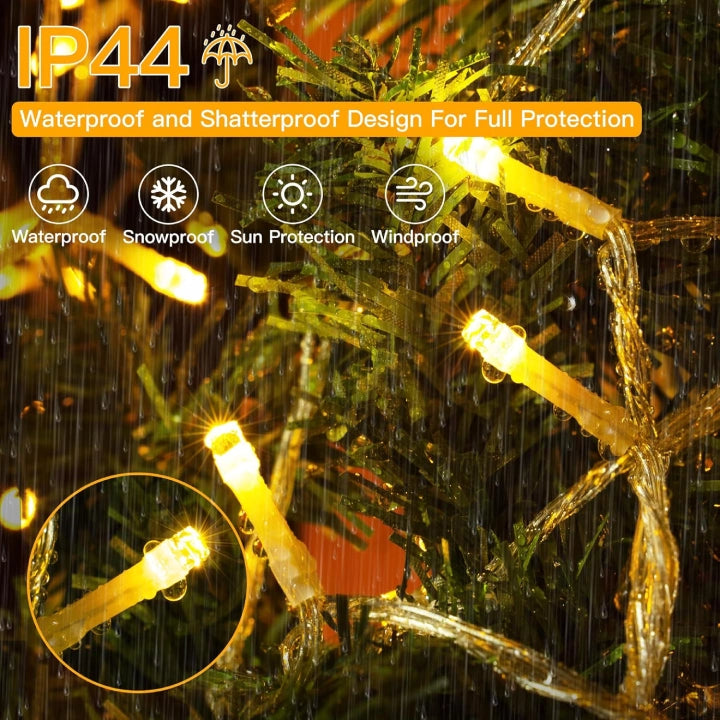 Ollny 400 LED 40m Warm White Christmas String Lights (Clear Cable, Plug in, 8 Modes)
