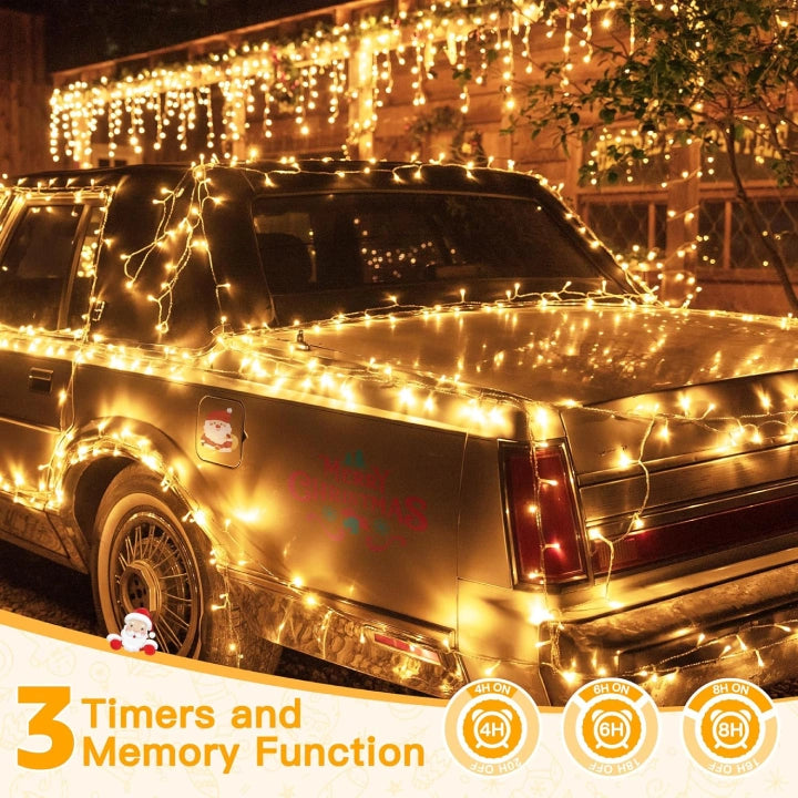 Ollny 400 LED 40m Warm White Christmas String Lights (Clear Cable, Plug in, 8 Modes)