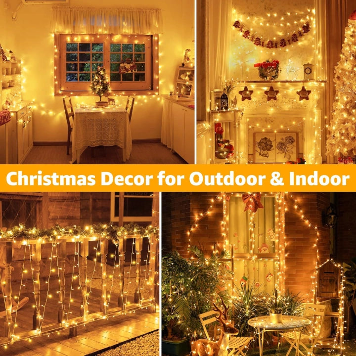Ollny 400 LED 40m Warm White Christmas String Lights (Clear Cable, Plug in, 8 Modes)