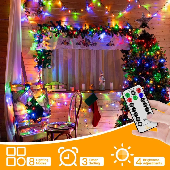 Ollny 400 LED 40m Multicolor Christmas String Lights (Green Cable, Plug in, 8 Modes)