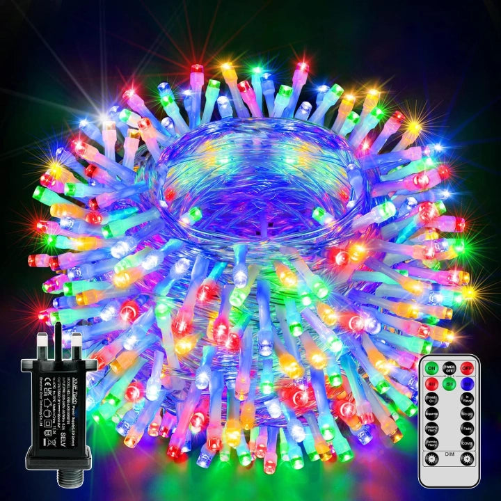Ollny 300 LED 30m Multicolor Christmas Lights (Clear Cable, Plug in, 8 Modes)