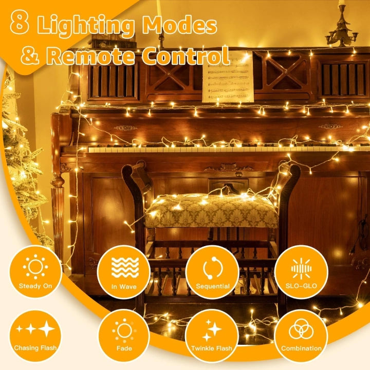 Ollny 500 LED 50m Warm White Fairy Lights (Warm White, Memory Function, 8 Modes, IP44 Waterproof)