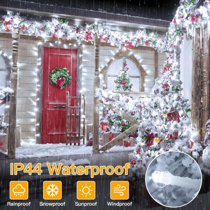 Ollny 100 LED 10m Cool White Fairy Lights (Cool White, Memory Function, 8 Modes, IP44 Waterproof)