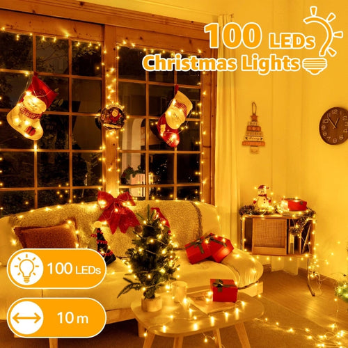 Ollny 100 LEDs 10m Warm White Fairy Lights (Warm White, Memory Function, 8 Modes, IP44 Waterproof)