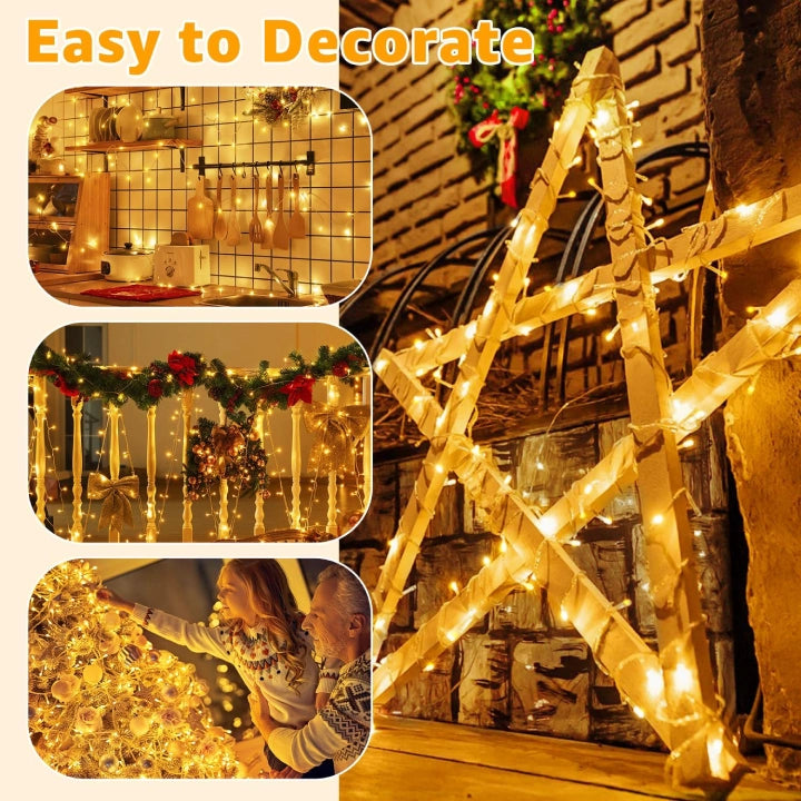 Ollny 100 LEDs 10m Warm White Fairy Lights (Warm White, Memory Function, 8 Modes, IP44 Waterproof)