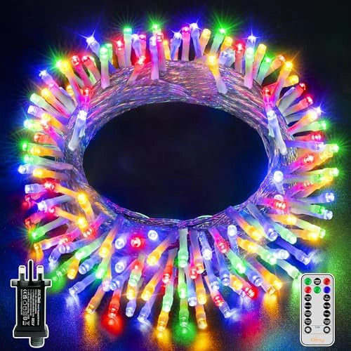Ollny 100 LED 10m Multicolor Christmas String Lights ( Clear Cable, Plug in, 8 Modes)