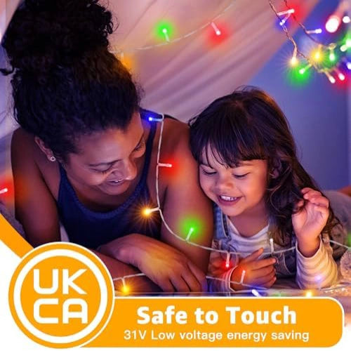 Ollny 100 LED 10m Multicolor Christmas String Lights ( Clear Cable, Plug in, 8 Modes)