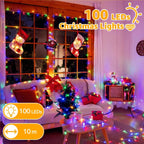 Ollny 100 LED 10m Multicolor Christmas String Lights ( Clear Cable, Plug in, 8 Modes)