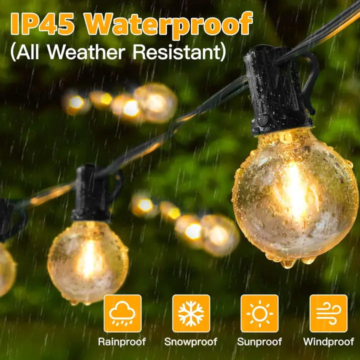 Ollny G40 Outdoor Festoon Lights 10m (15+1 Bulbs, Connectable, IP45 Waterproof, 2700k)