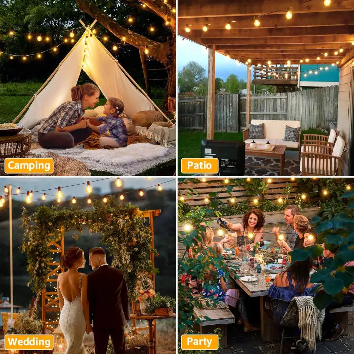 Ollny G40 Outdoor Festoon Lights for Garden, Party, Pergola 20m (30+2 Bulbs, Connectable, IP45 Waterproof, 2700k)