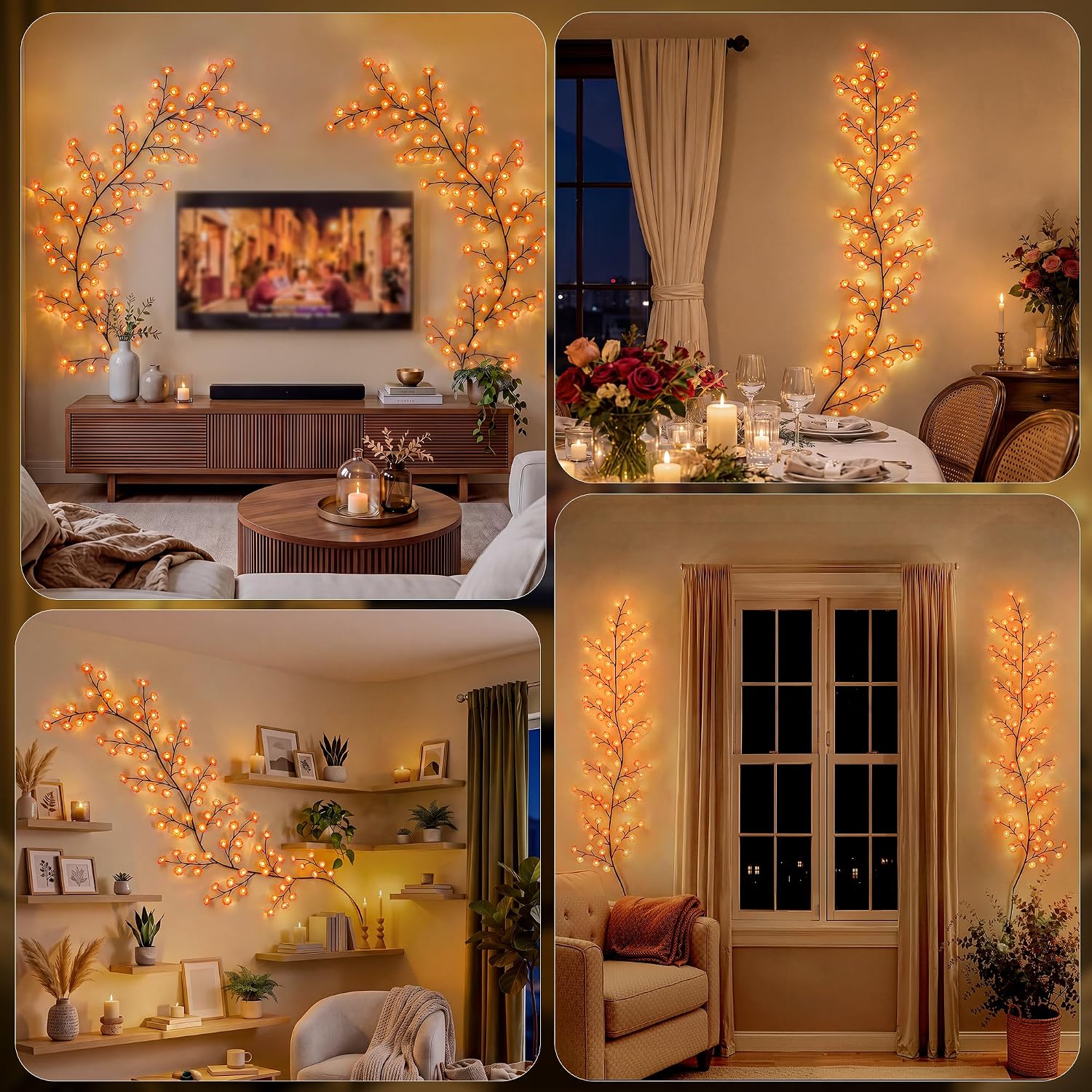 Ollny Wall Art Decor Cherry Blossom Lights