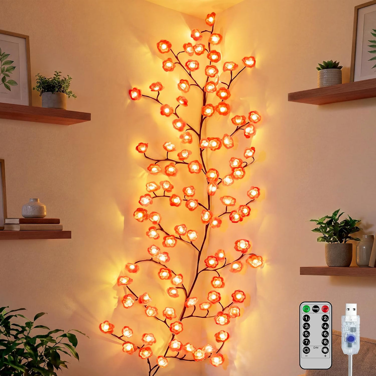 Ollny Wall Art Decor Cherry Blossom Lights