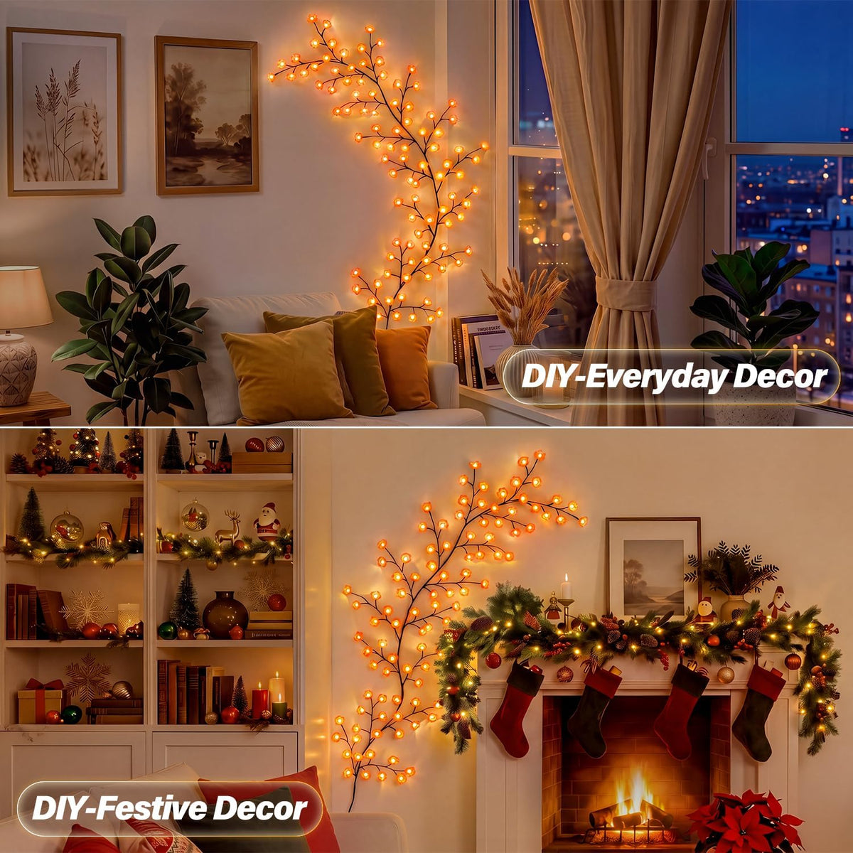 Ollny Wall Art Decor Cherry Blossom Lights