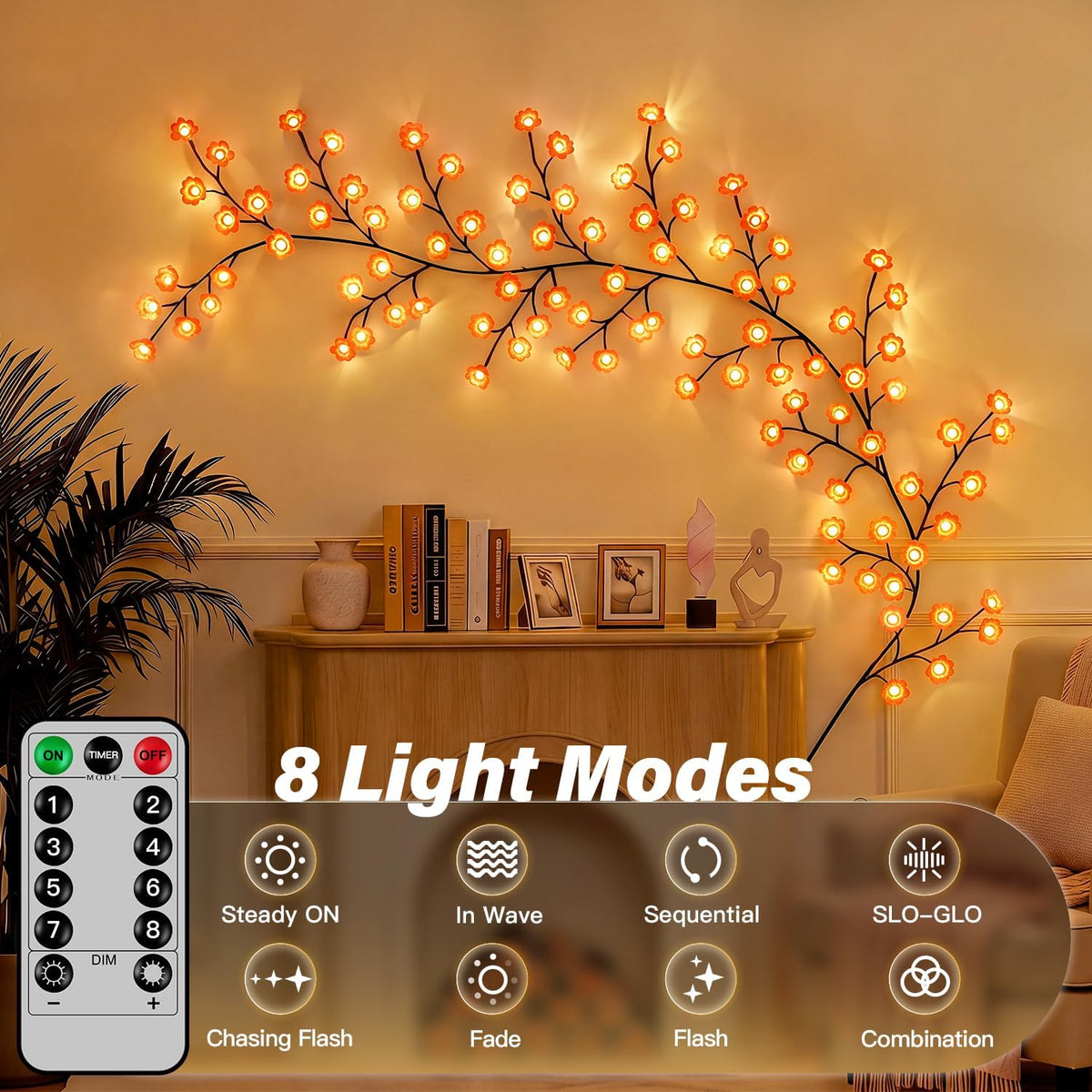 Ollny Wall Art Decor Cherry Blossom Lights