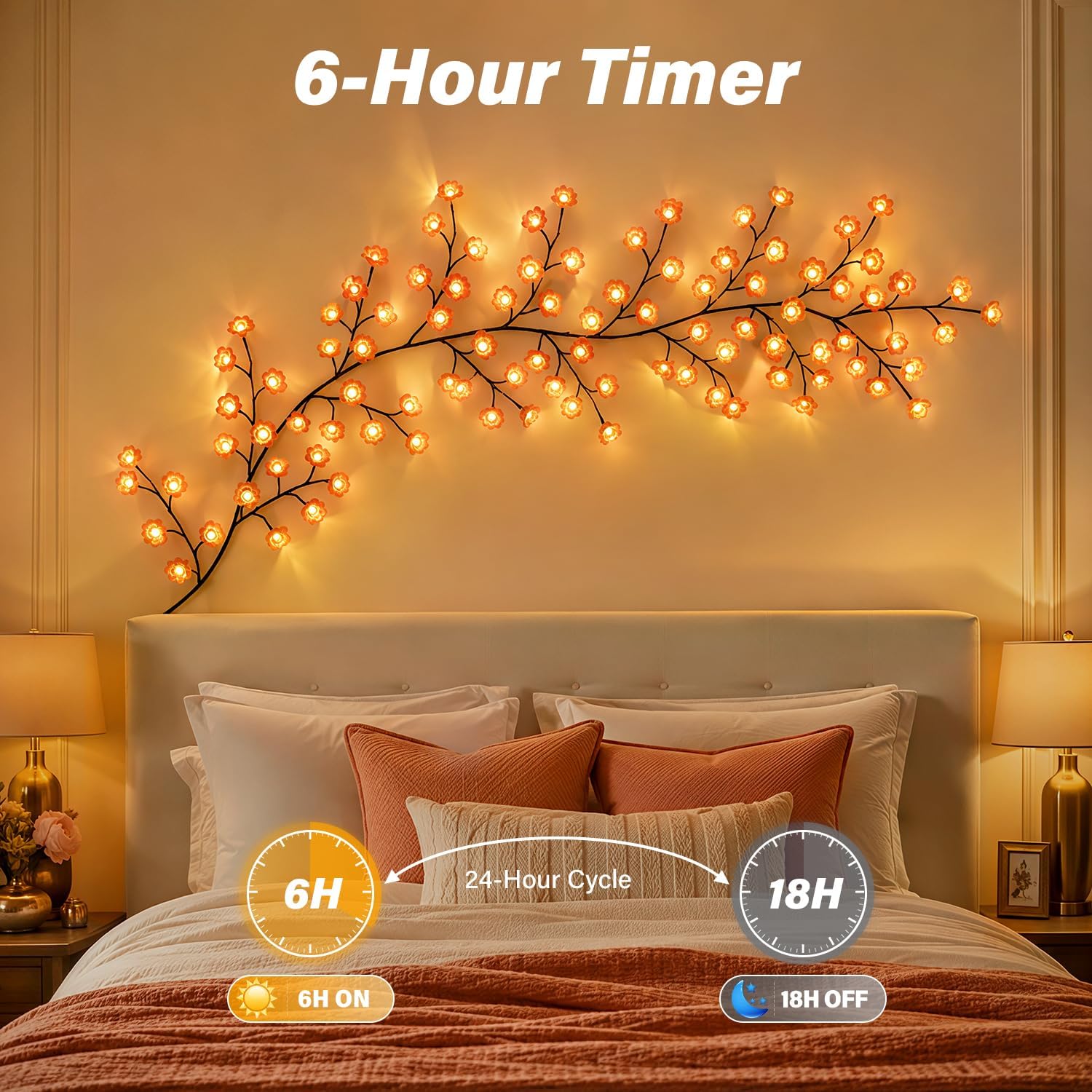 Ollny Wall Art Decor Cherry Blossom Lights