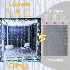Ollny 300 LEDs 3m*3m Christmas Curtain Fairy Lights (Cool White, Clear Cable, Plug in, 8 Modes)