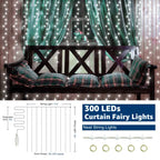 Ollny 300 LED 3m*3m USB Curtain Fairy Lights With Hooks Cool White