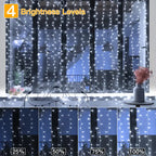 Ollny 300 LEDs 3m*3m Christmas Curtain Fairy Lights (Cool White, Clear Cable, Plug in, 8 Modes)