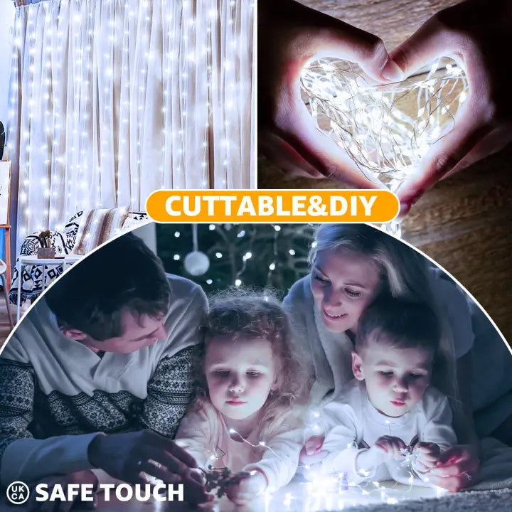 Ollny 300 LED 3m*3m USB Curtain Fairy Lights With Hooks Cool White