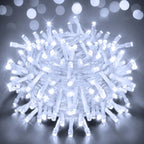 Ollny 100 LED Cool White Battery Operated Christmas Fairy Lights (Clear Cable, IP44 Waterproof)