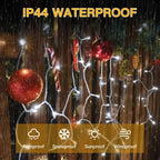 Ollny 100 LED Cool White Battery Operated Christmas Fairy Lights (Clear Cable, IP44 Waterproof)