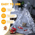 Ollny 150 LED Cool White Battery Operated Christmas Fairy Lights (Clear Cable, IP44 Waterproof)