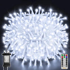 Ollny 200 LEDs 20m Cool White Fairy Lights (Clear Cable, Plug in, 8 Modes)