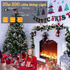 Ollny 200 LEDs 20m Christmas Garden String Lights (Cool White, Green Cable, Plug in, 8 Modes)