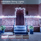 Ollny 200 LEDs 20m Christmas Garden String Lights (Cool White, Green Cable, Plug in, 8 Modes)