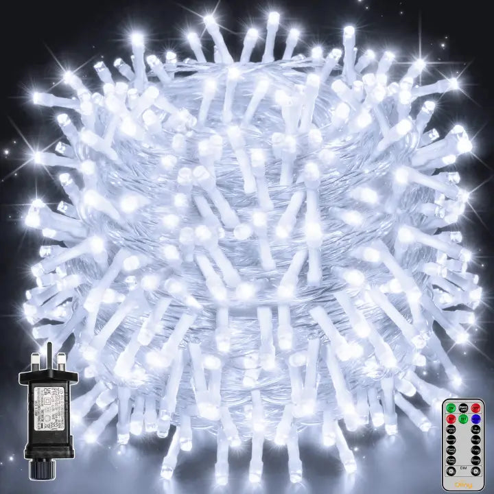 800 LEDs 80m Patio Fairy String Lights (Cool White, Clear Cable, Plug in, 8 Modes)