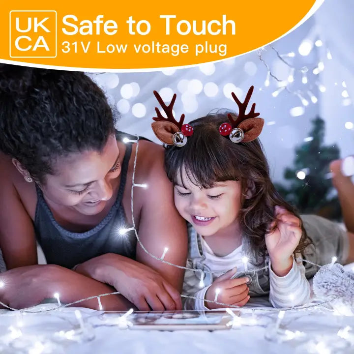 Ollny 800 LEDs 80m Christmas Fairy String Lights (Cool White, Clear Cable, Plug in, 8 Modes)