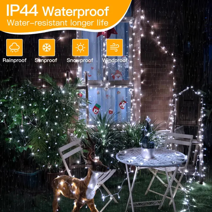 Ollny 800 LEDs 80m Christmas Fairy String Lights (Cool White, Clear Cable, Plug in, 8 Modes)